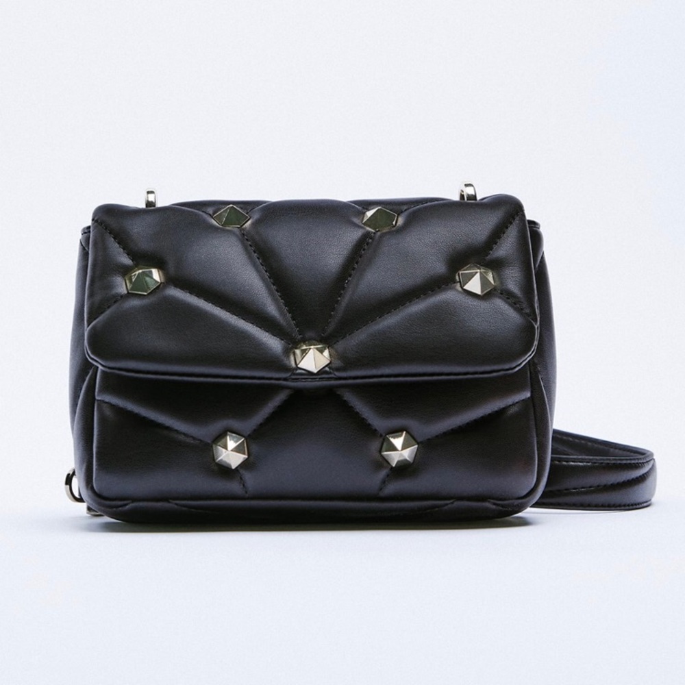 Zara studded quilted small shoulder bag